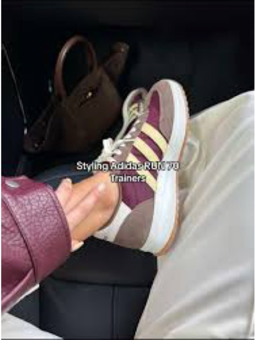 adidas Cloudfoam Sneakers in Burgundy, Taupe & Pale Yellow - Picture 7 of 8